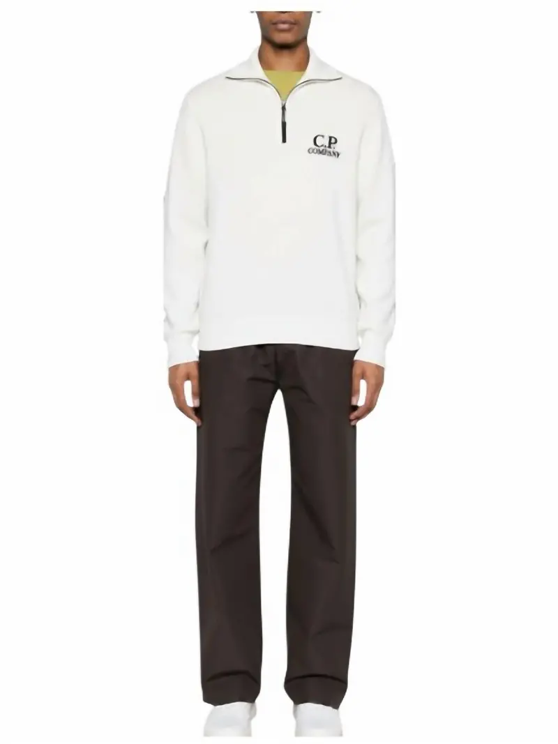 Fleece Half Zip Sweatshirt In White 1