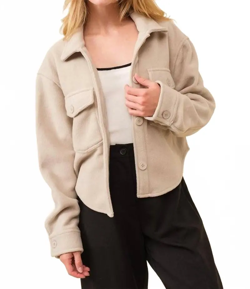 Fleece Pocket Jacket In Beige 1
