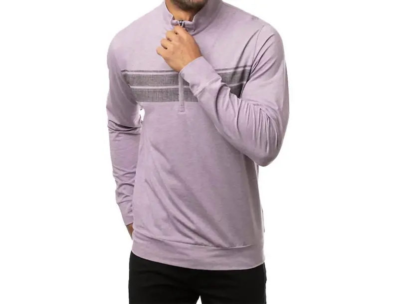 Fleeced 1/4 Zip Top In Heather Arctic Dusk 1
