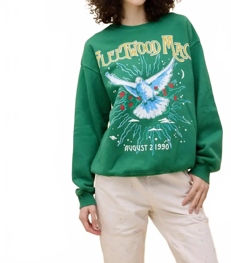 Fleetwood Mac Jones Beach Bf Crew Sweatshirt In Amazon Green 1