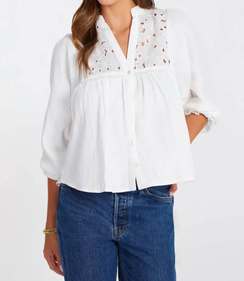 Flora Textured Blouse In Salt 1