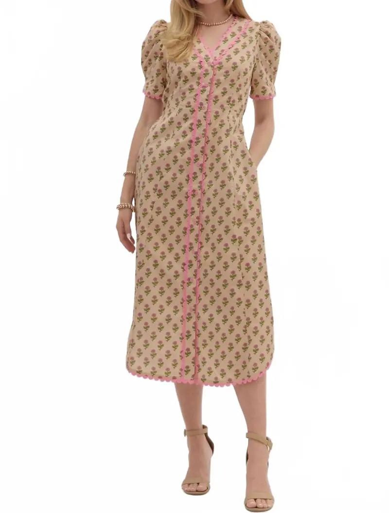 Floral Dress In Beige 1