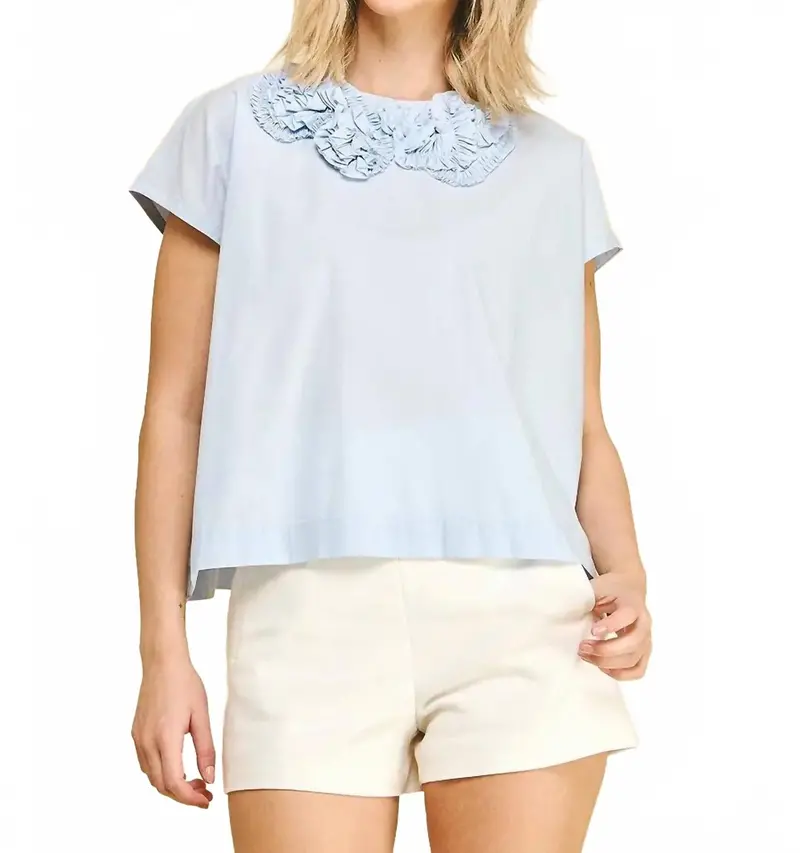 Floral Embroidered Detail Blouse In Blue 1