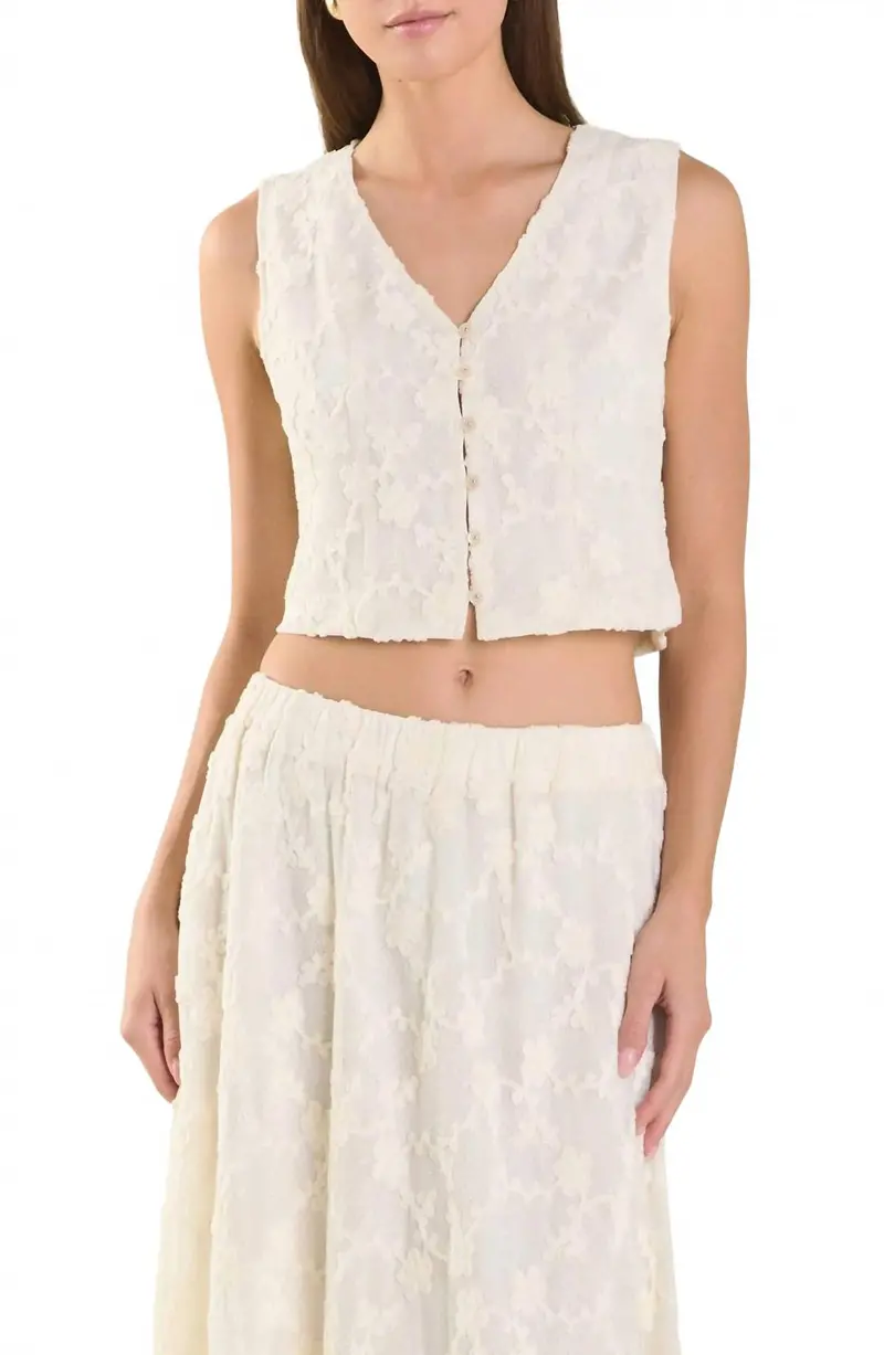 Floral Lace Vest In Off White 1