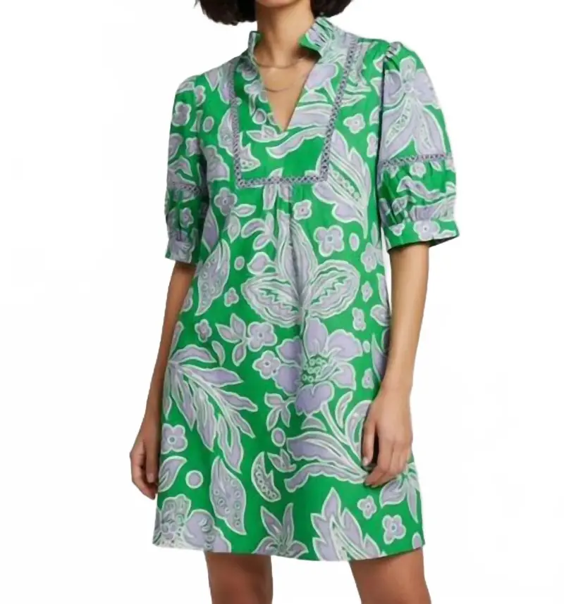 Floral Mini Dress In Green 1