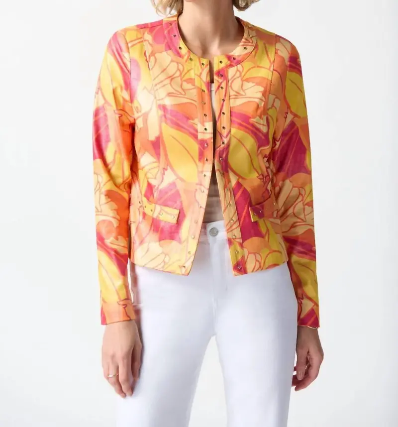Floral Print Fitted Jacket In Pink/Multi 1