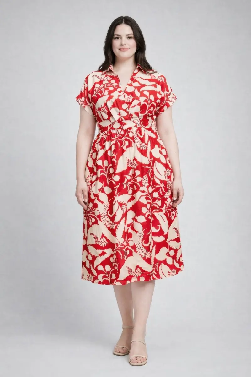 Floral Print Wrap Tie Midi Dress 1