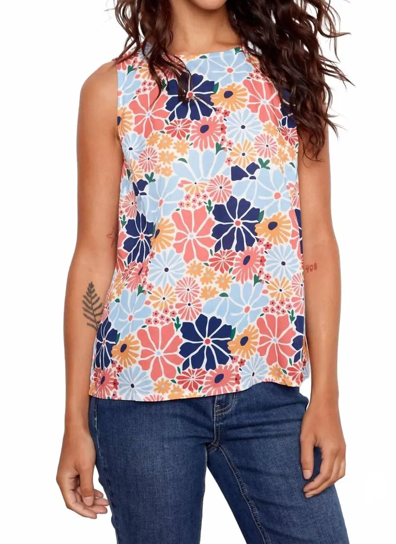 Floral Sleeveless Top In Blue 1