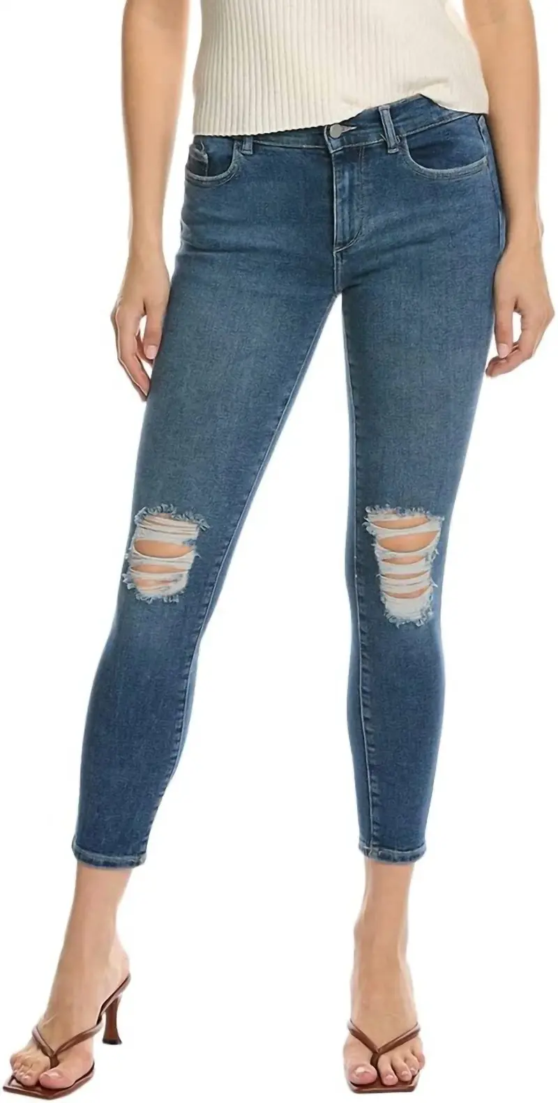 Florence Skinny Midrise Ankle Jeans In Distressed 1