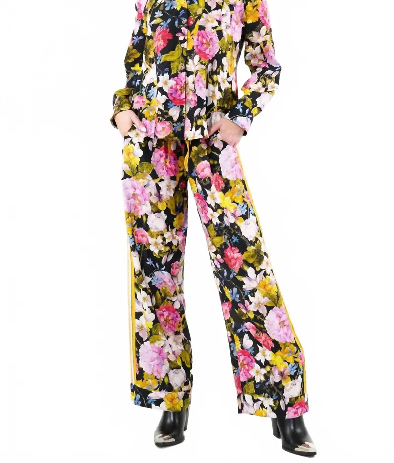 Flower Bomb Elastic Waist Pants In Night Floral 1