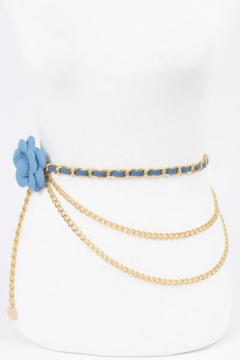 Flower Metal Double Layered Chain Belt 1
