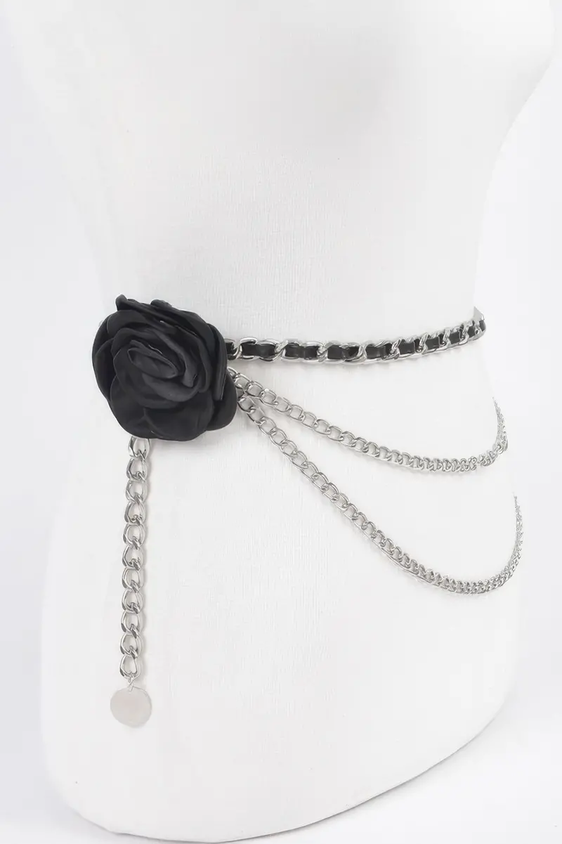Flower Metal Double Layered Chain Belt 1