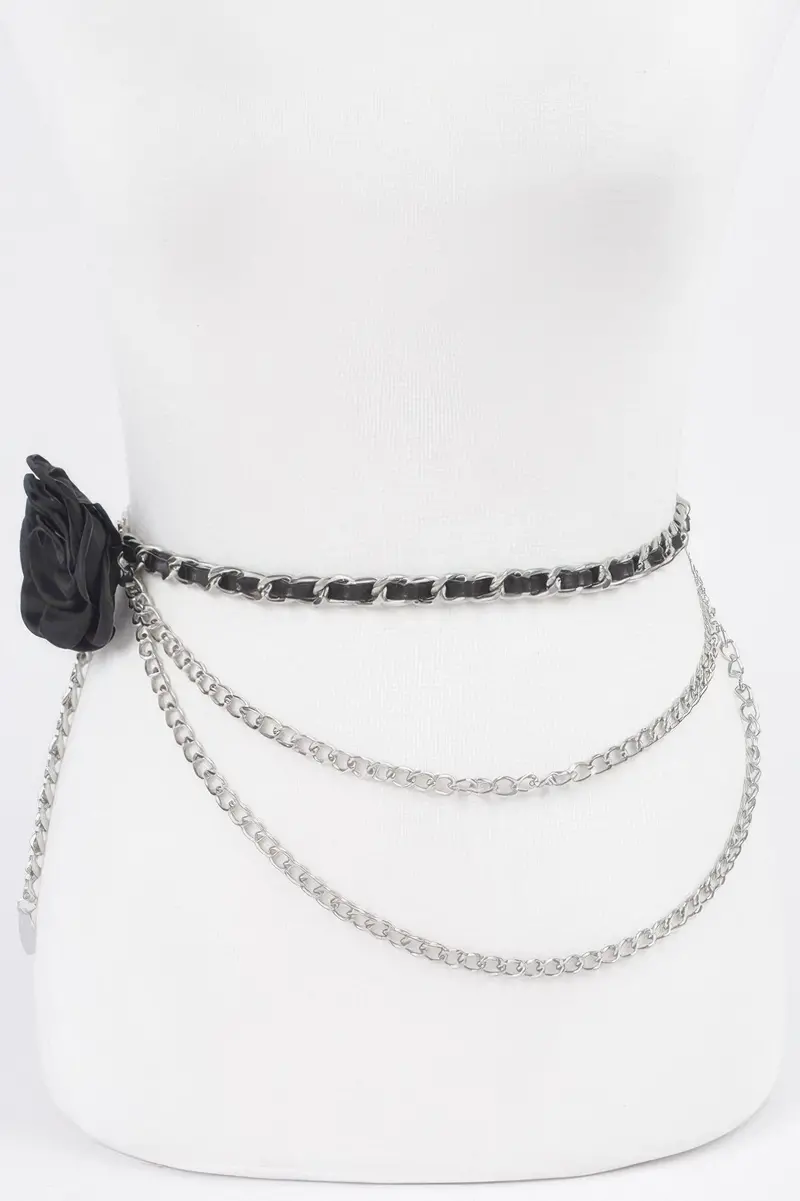 Flower Metal Double Layered Plus Size Chain Belt 1