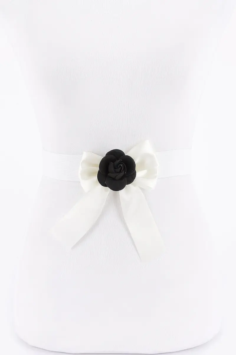 Flower Satin Ribbon Elastic Belt 1