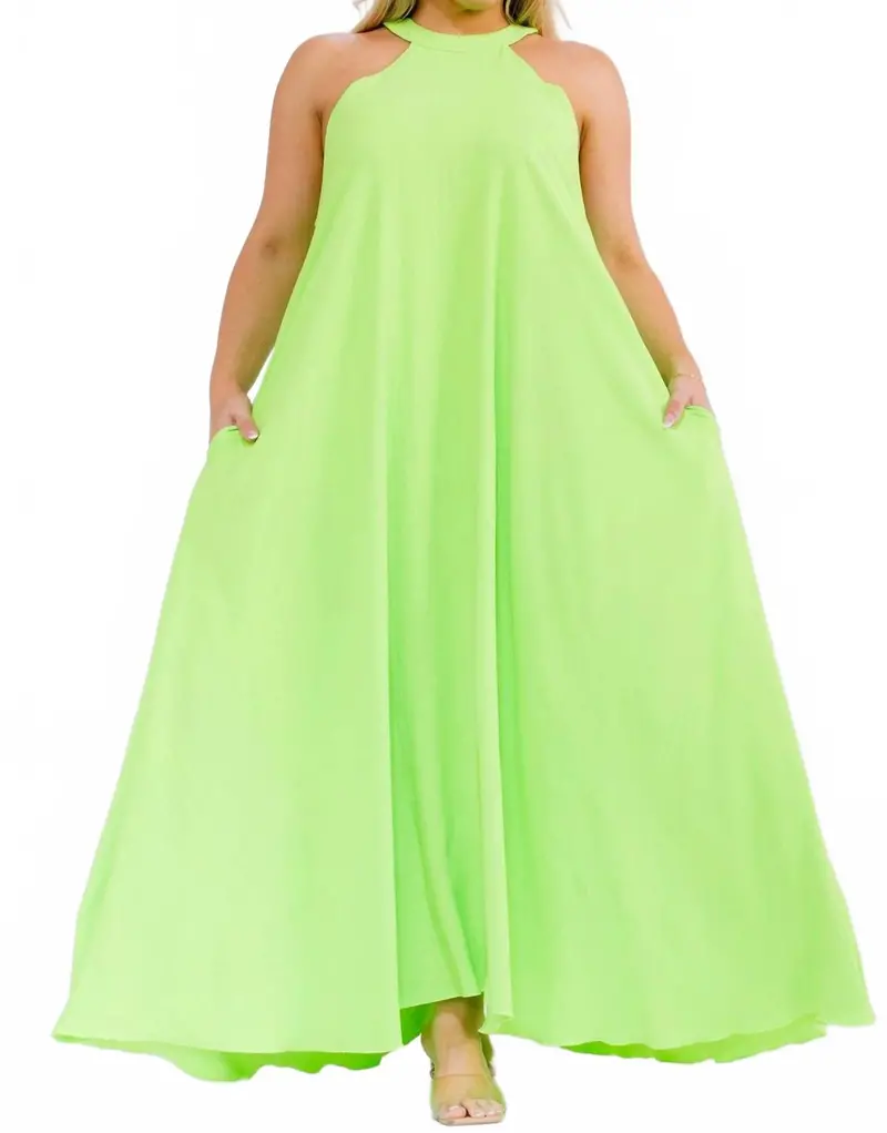Flowy Maxi Dress In Lime 1