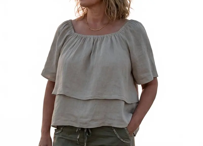 Flowy Off The Shoulder Linen Top In Cream 1