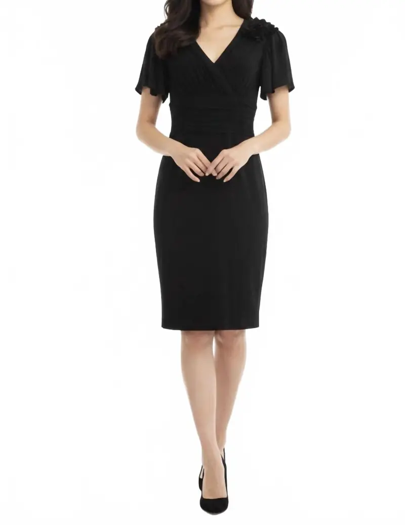 Flutter Sleeve Dress In Black 1