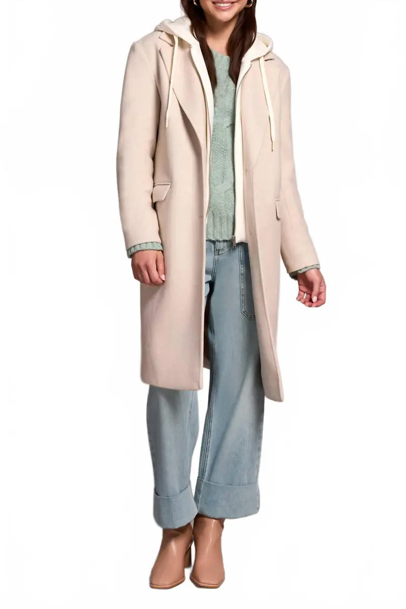 Fooler Hood Trench Coat - Plus In Oatmeal 1