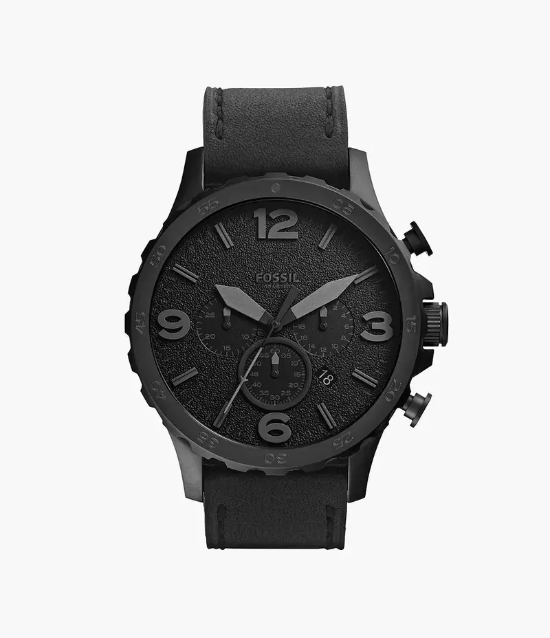 Fossil Men's Nate Chronograph Black Stainless Steel Watch 1