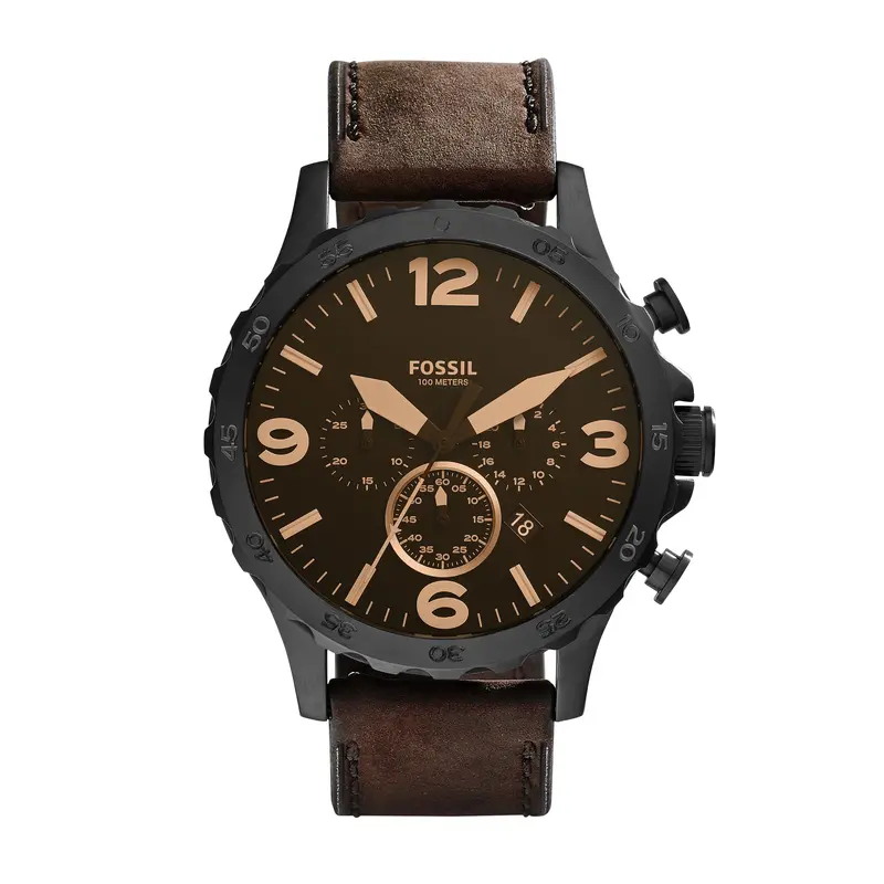 Fossil Men's Nate Chronograph, Black Stainless Steel Watch 1