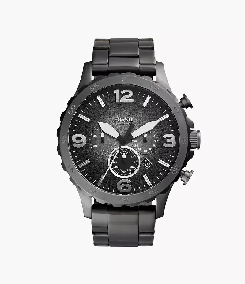 Fossil Men's Nate Chronograph, Smoke Stainless Steel Watch 1