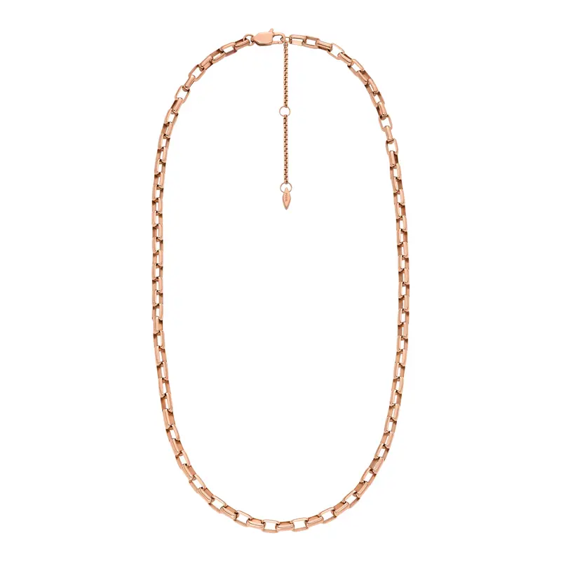 Fossil Women's Archival Core Essentials Rose Gold-Tone Stainless Steel Chain Necklace 1