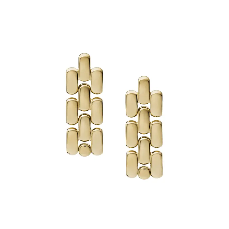 Fossil Women's Arden Watch Links Gold-Tone Stainless Steel Drop Earrings 1