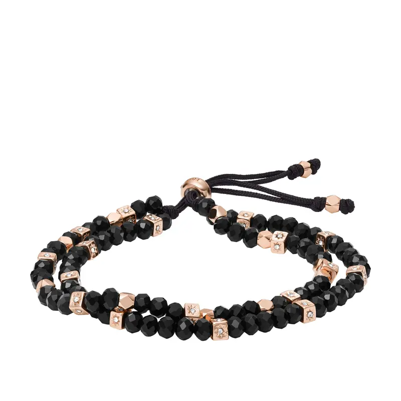 Fossil Women's Arm Party Black Glass Beaded Bracelet 1