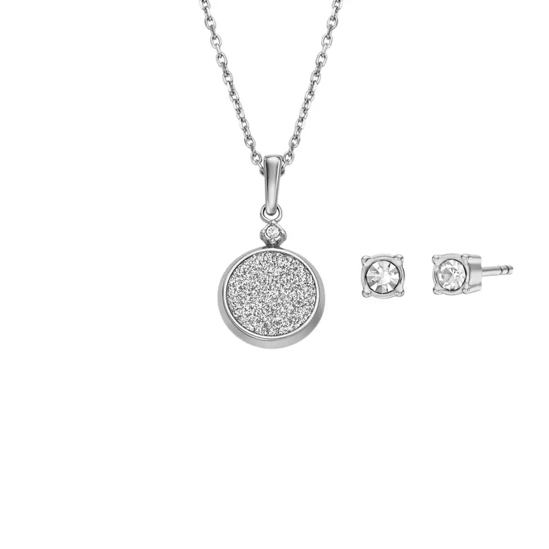 Fossil Women's Core Gifts Stainless Steel Stud Earrings And Necklace Set 1