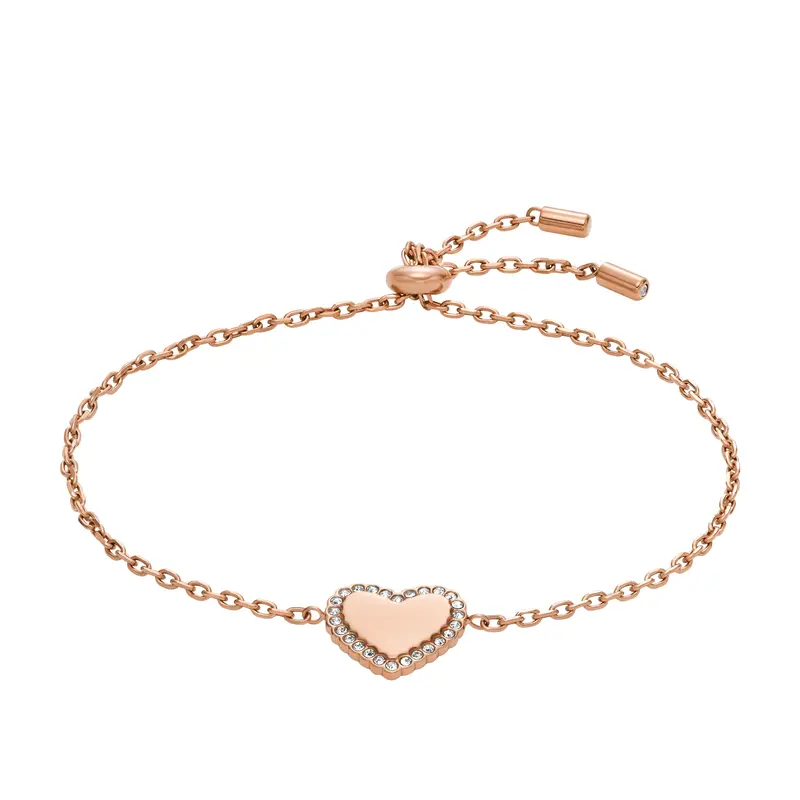 Fossil Women's Elliott Rose Gold-Tone Stainless Steel Heart Chain Bracelet 1