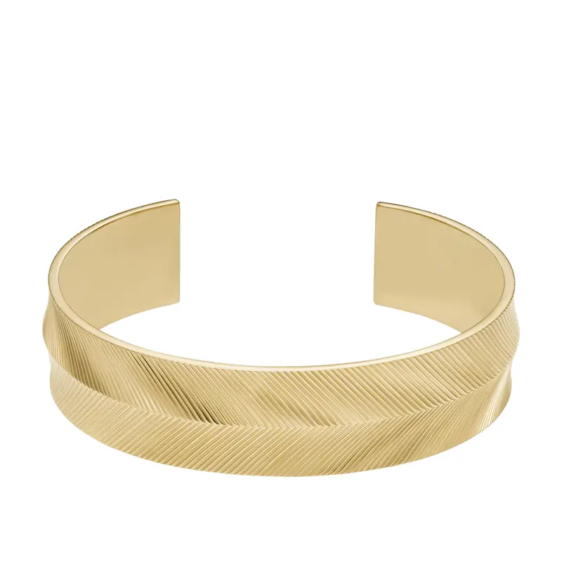 Fossil Women's Harlow Linear Texture Gold-Tone Stainless Steel Cuff Bracelet 1