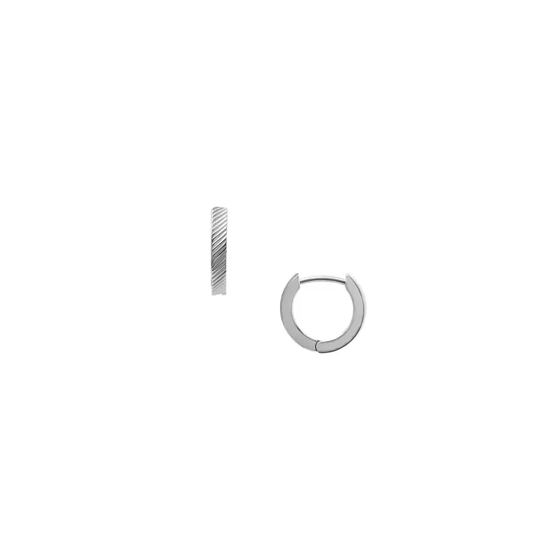 Fossil Women's Harlow Linear Texture Stainless Steel Hoop Earrings 1