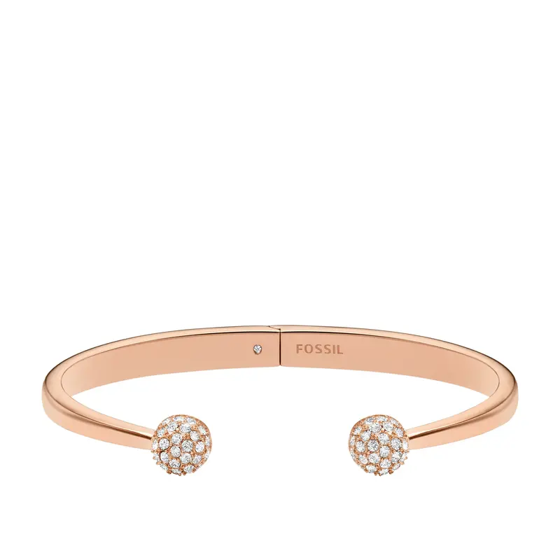 Fossil Women's Hazel Glitz Cuff Rose Gold-Tone Stainless Steel Cuff Bracelet 1