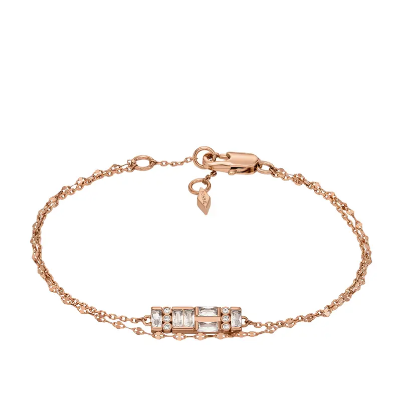 Fossil Women's Hazel Sparkling Baguettes Rose Gold-Tone Brass Multi-Strand Bracelet 1
