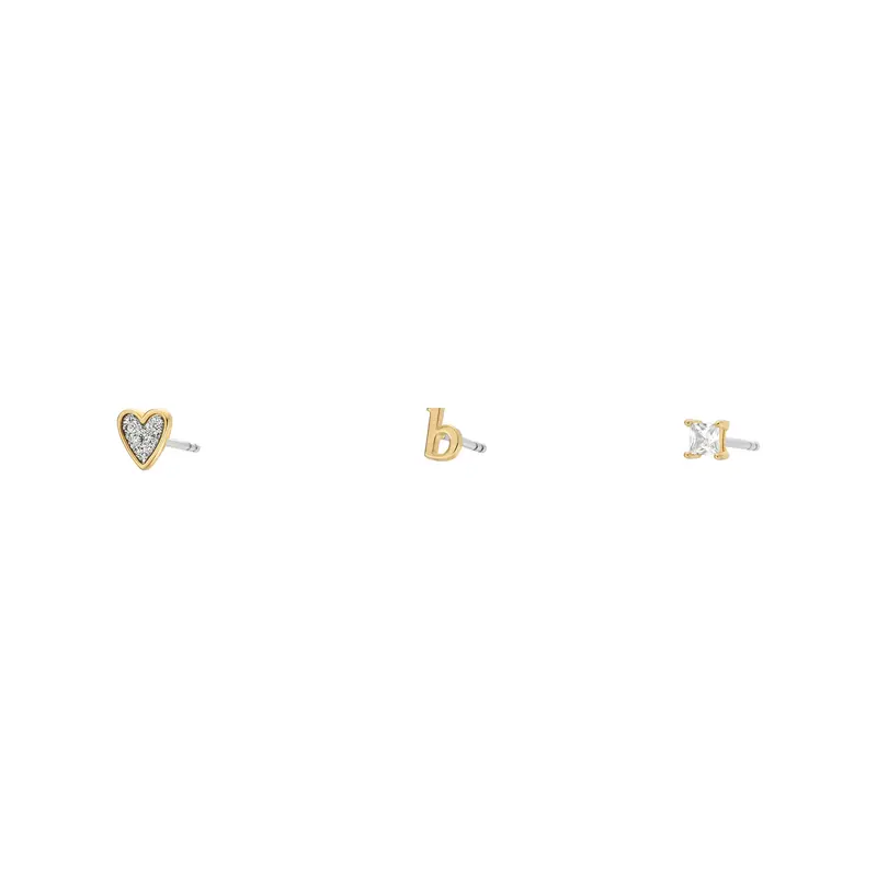 Fossil Women's Initials Gold-Tone Brass Stud Earring Set 1