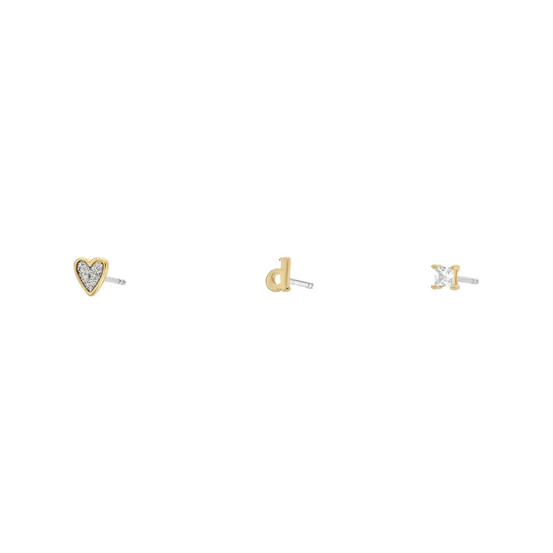 Fossil Women's Initials Gold-Tone Brass Stud Earring Set 1