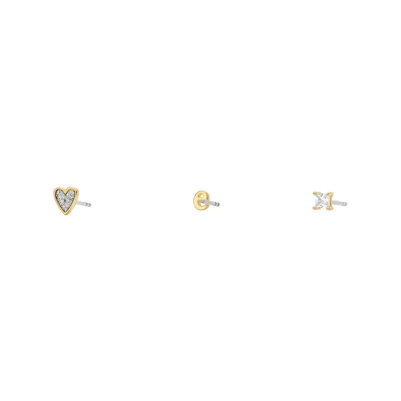 Fossil Women's Initials Gold-Tone Brass Stud Earring Set 1