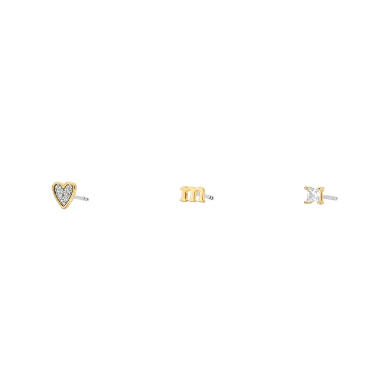Fossil Women's Initials Gold-Tone Brass Stud Earring Set 1