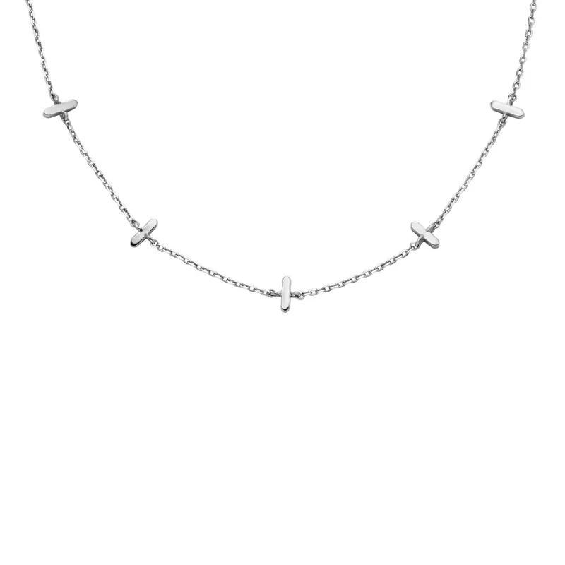 Fossil Women's Necklace Layers Silver-Tone Brass Station Necklace 1
