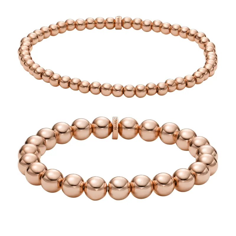Fossil Women's Rose Gold-Tone Brass Beaded Bracelet Gift Set 1