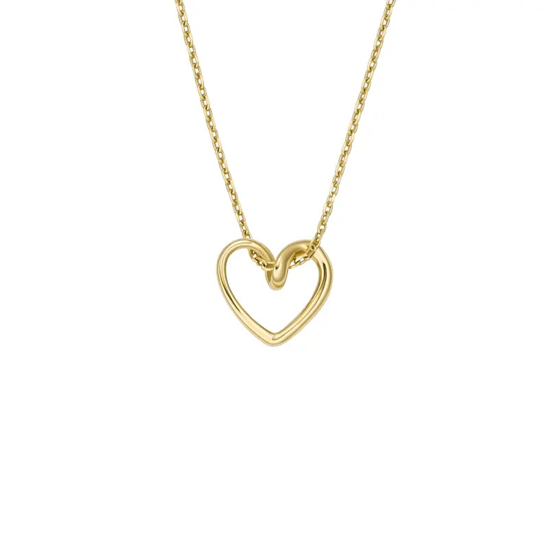 Fossil Women's Sawyer Open Heart Gold-Tone Stainless Steel Pendant Necklace 1