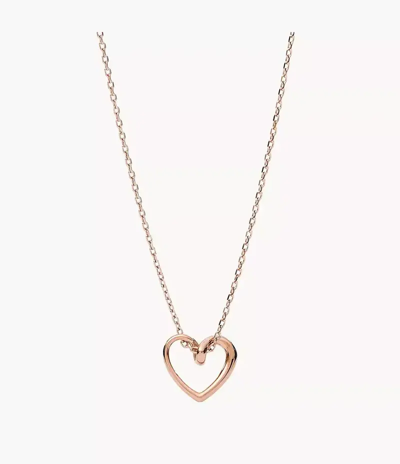 Fossil Women's Sawyer Rose Gold Stainless Steel Pendant Necklace 1