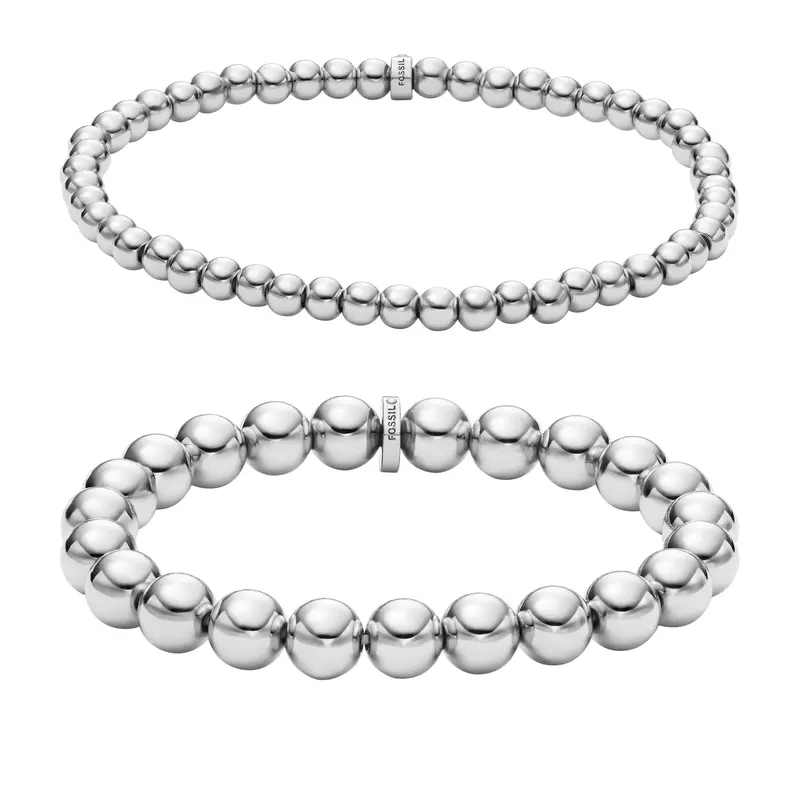 Fossil Women's Silver-Tone Brass Beaded Bracelet Gift Set 1