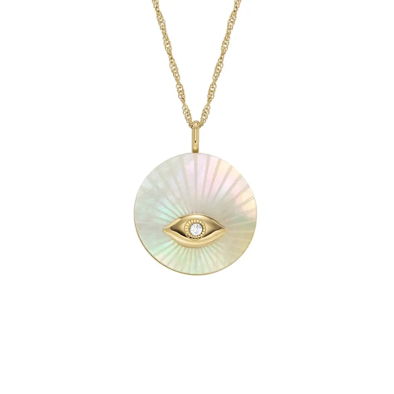 Fossil Women's Sutton Evil Eye Gold-Tone Stainless Steel Pendant Necklace 1