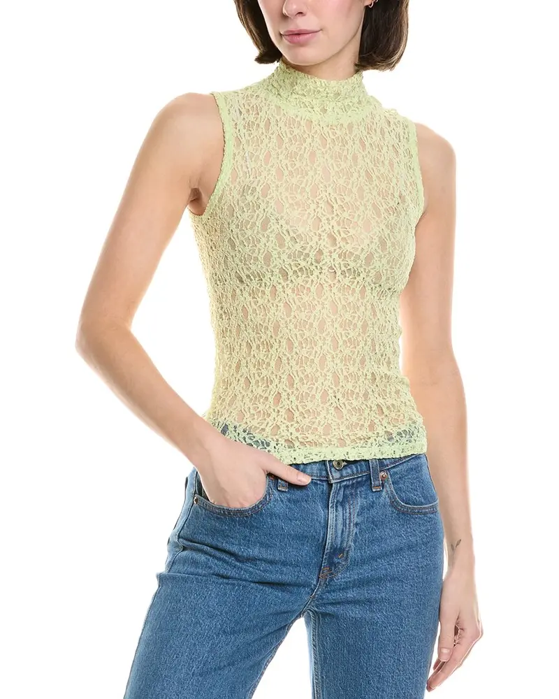 Frame Mock Neck Lace Tank 1