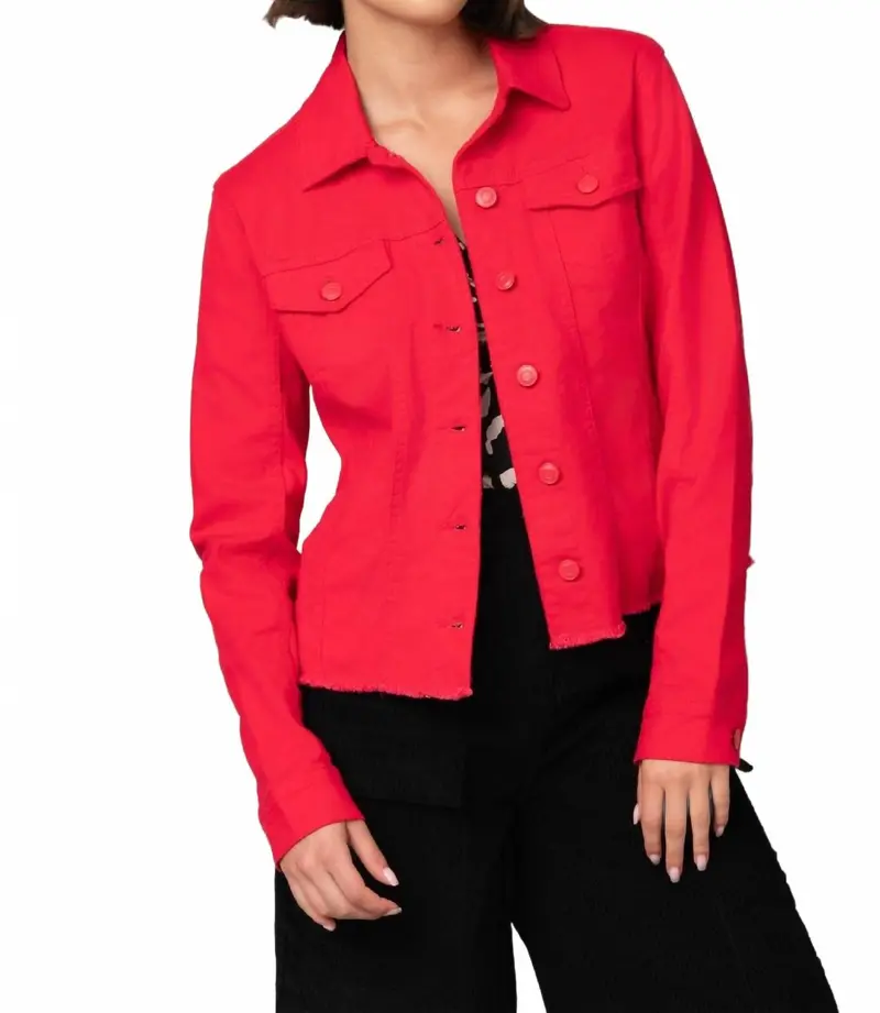 Frayed Jean Jacket In Strawberry 1
