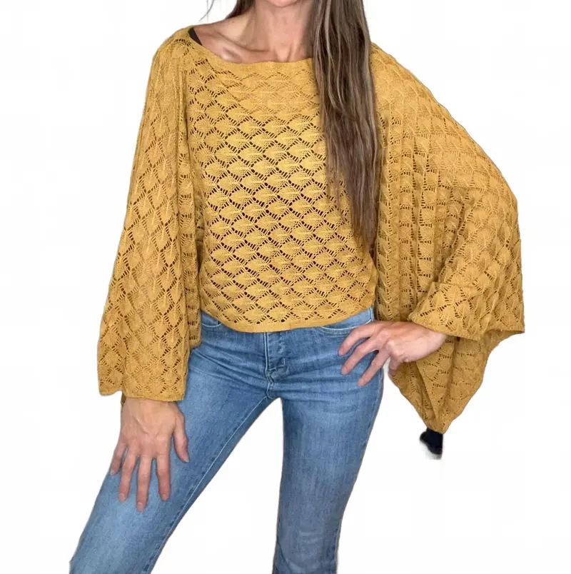 Free Spirit Bell Sleeve Top In Mustard 1