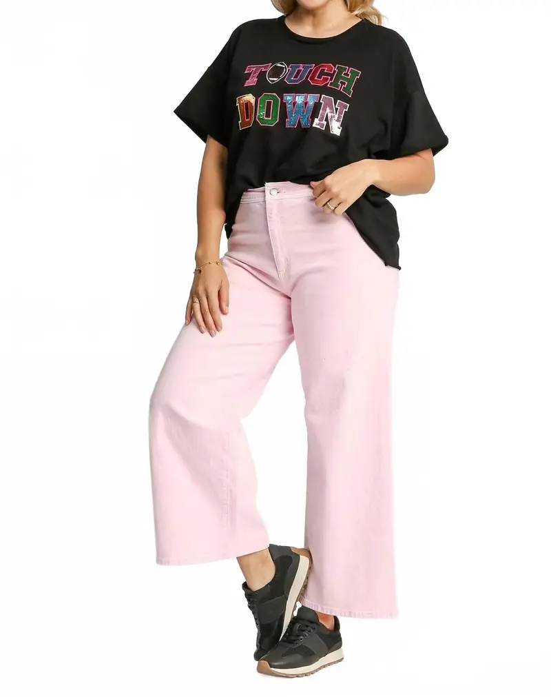 French Terry Sequin Touch Down Top - Plus In Black 1