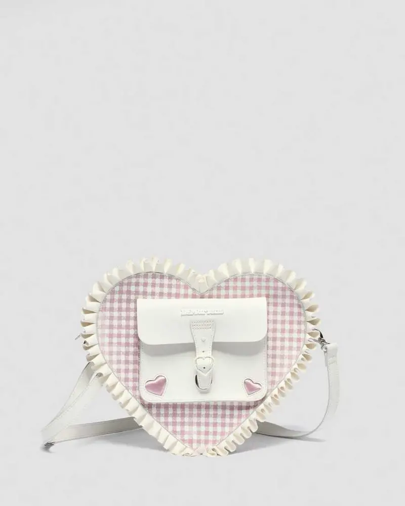 Frilled Gingham Leather Heart Backpack 1