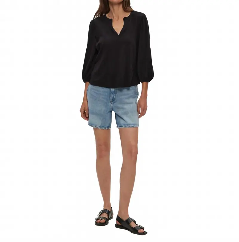 Gabi Puff Sleeve Top In Black 1